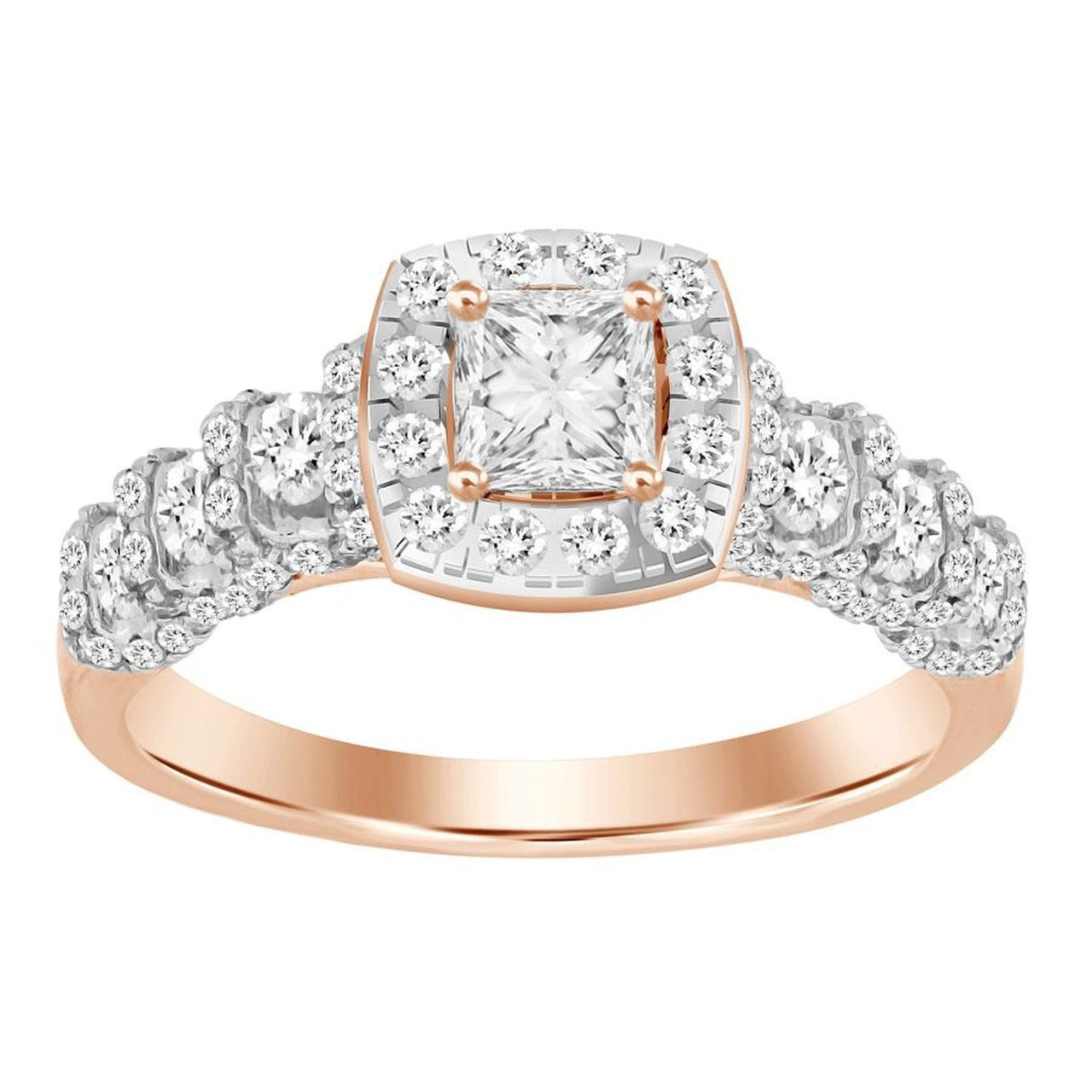 LADIES RING 1 CT ROUND DIAMOND 14K ROSE GOLD