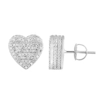Thumbnail for MEN'S EARRING 1/2 CT ROUND/BAGUETTE DIAMOND 10K WHITE GOLD