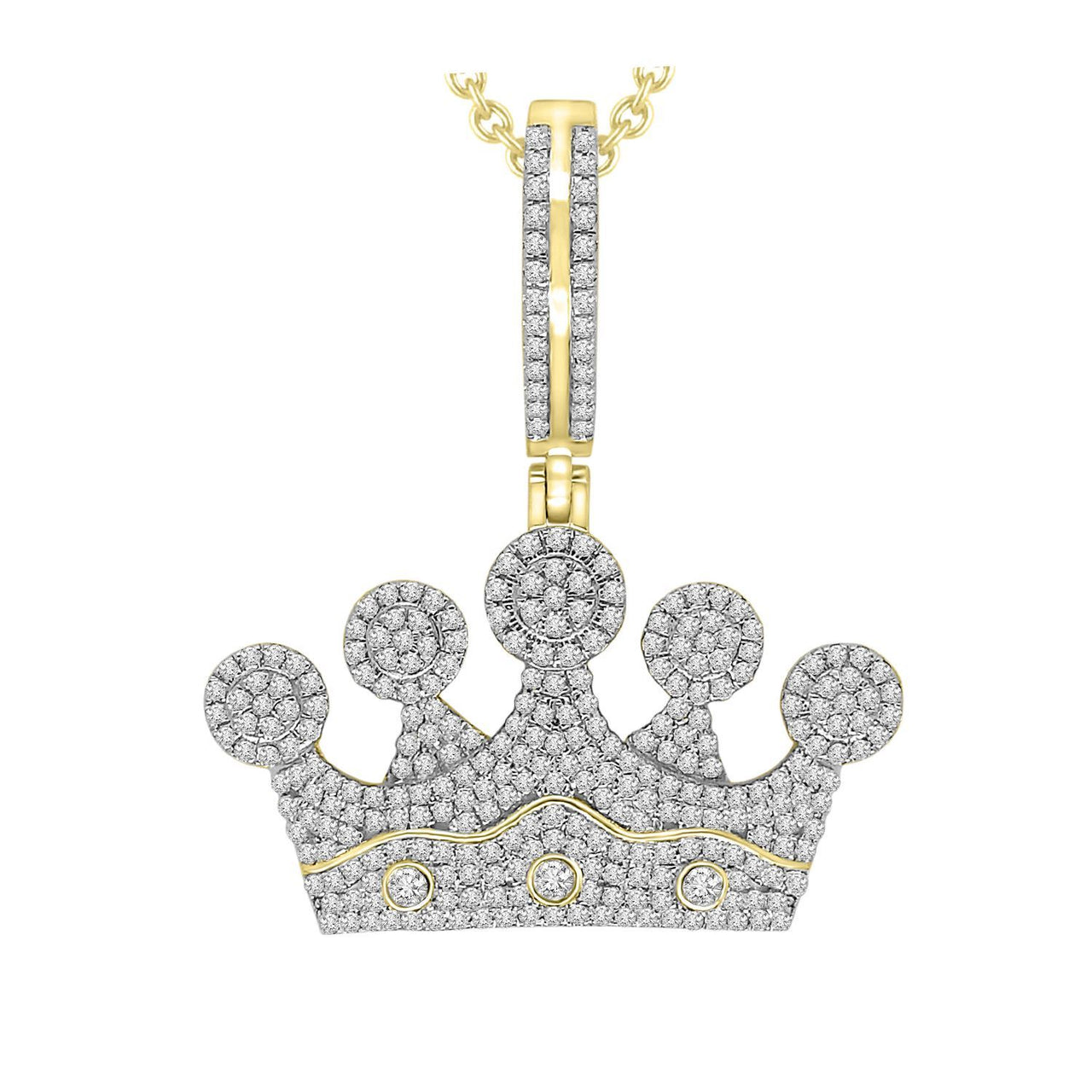 MEN'S CHARM 1 CT ROUND DIAMOND 10K YELLOW GOLD