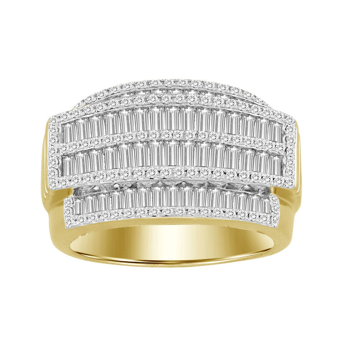 MEN'S RING 2 CT ROUND DIAMOND 10K YELLOW GOLD