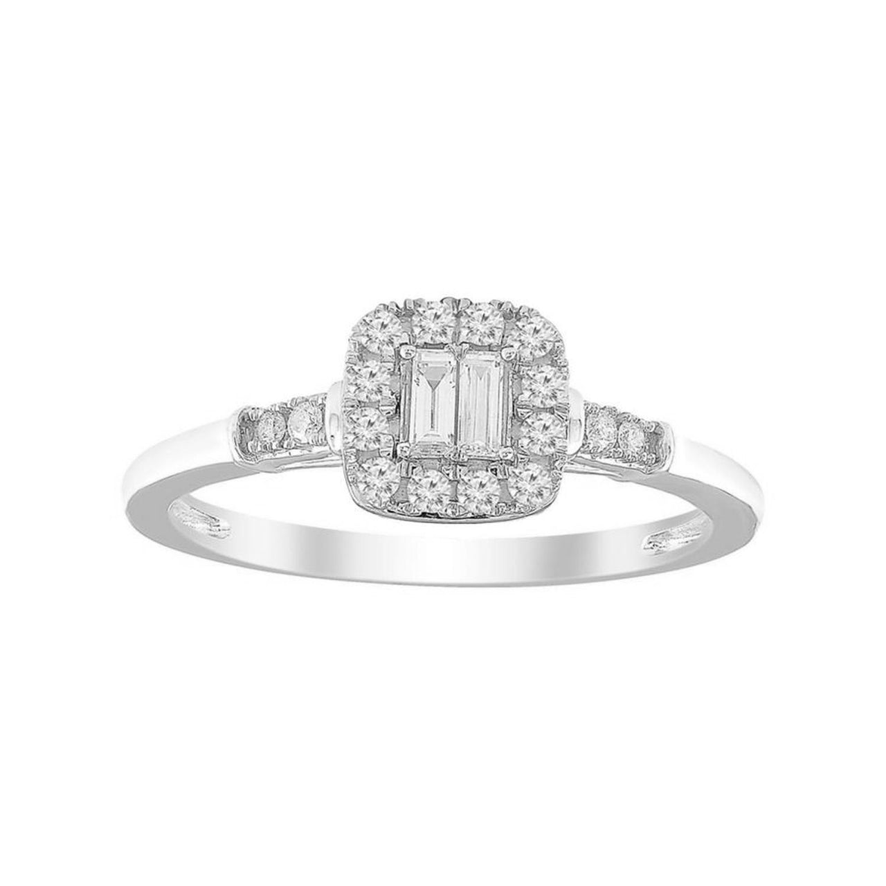 LADIES RING 1/5 CT ROUND DIAMOND 10K WHITE GOLD
