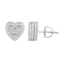 Thumbnail for MEN'S EARRING 1/4 CT ROUND/BAGUETTE DIAMOND 10K WHITE GOLD