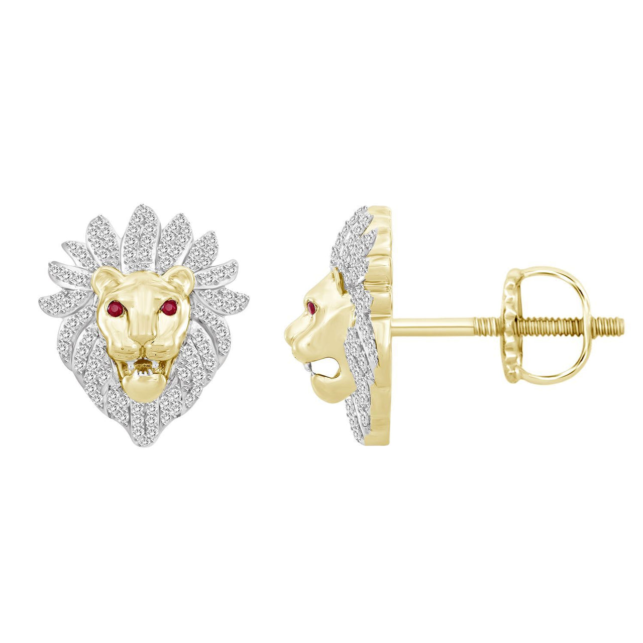 MEN'S EARRING 1/2 CT ROUND DIAMOND 10K YELLOW GOLD
