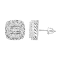 Thumbnail for MEN'S EARRING 3/4 CT ROUND/BAGUETTE DIAMOND 10K WHITE GOLD