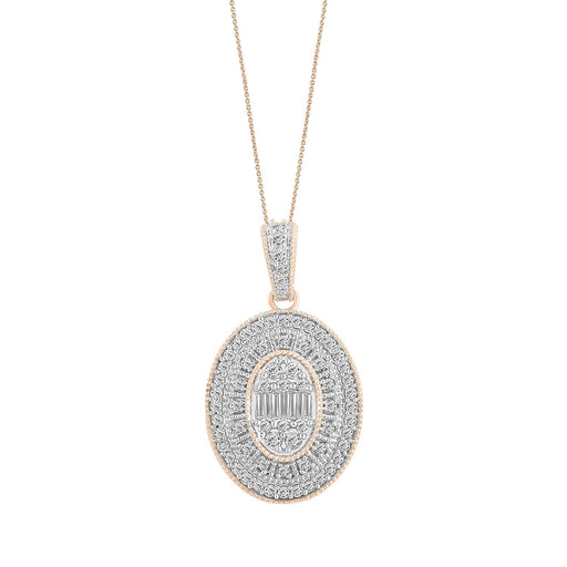 LADIES PENDANT 1/2 CT ROUND/BAGUETTE DIAMOND 10K ROSE GOLD