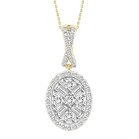 Thumbnail for LADIES PENDANT 1/5 CT ROUND/BAGUETTE DIAMOND 10K YELLOW GOLD