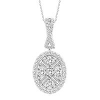 Thumbnail for LADIES PENDANT 1/5 CT ROUND/BAGUETTE DIAMOND 10K WHITE GOLD