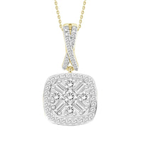 Thumbnail for LADIES PENDANT 1/5 CT ROUND/BAGUETTE DIAMOND 10K YELLOW GOLD