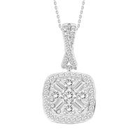 Thumbnail for LADIES PENDANT 1/5 CT ROUND/BAGUETTE DIAMOND 10K WHITE GOLD