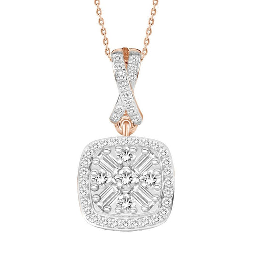 LADIES PENDANT 1/5 CT ROUND/BAGUETTE DIAMOND 10K ROSE GOLD