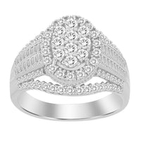 Thumbnail for LADIES RING 1 CT ROUND/BAGUETTE DIAMOND 10K WHITE GOLD