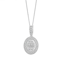 Thumbnail for LADIES PENDANT 1/2 CT ROUND/BAGUETTE DIAMOND 10K WHITE GOLD