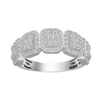 Thumbnail for LADIES RING 1 CT ROUND/BAGUETTE DIAMOND 14K WHITE GOLD