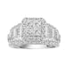 LADIES RING 3 CT ROUND/BAGUETTE/PRINCESS DIAMOND 10K WHITE GOLD