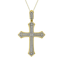 Thumbnail for MEN'S CROSS 1 CT ROUND DIAMOND 10K YELLOW GOLD