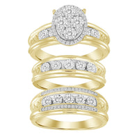 Thumbnail for LADIES TRIO SET 1/2 CT ROUND DIAMOND 10K YELLOW GOLD