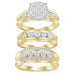 LADIES TRIO SET 1/2 CT ROUND DIAMOND 10K YELLOW GOLD