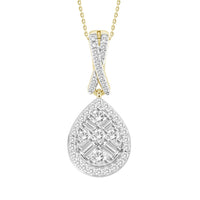 Thumbnail for LADIES PENDANT 1/5 CT ROUND/BAGUETTE DIAMOND 10K YELLOW GOLD