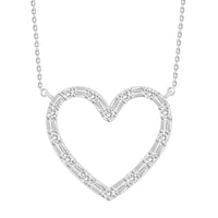 Thumbnail for LADIES NECKLACE 1/10 CT ROUND/BAGUETTE DIAMOND 10K WHITE GOLD