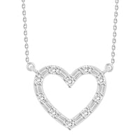 Thumbnail for LADIES NECKLACE 1/3 CT ROUND/BAGUETTE DIAMOND 10K WHITE GOLD