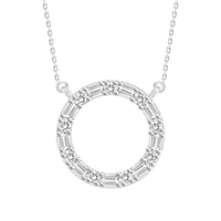 Thumbnail for LADIES NECKLACE 1/10 CT ROUND/BAGUETTE DIAMOND 10K WHITE GOLD
