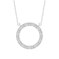 Thumbnail for LADIES NECKLACE 1/5 CT ROUND/BAGUETTE DIAMOND 10K WHITE GOLD