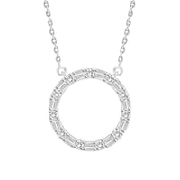 Thumbnail for LADIES NECKLACE 1/3 CT ROUND/BAGUETTE DIAMOND 10K WHITE GOLD