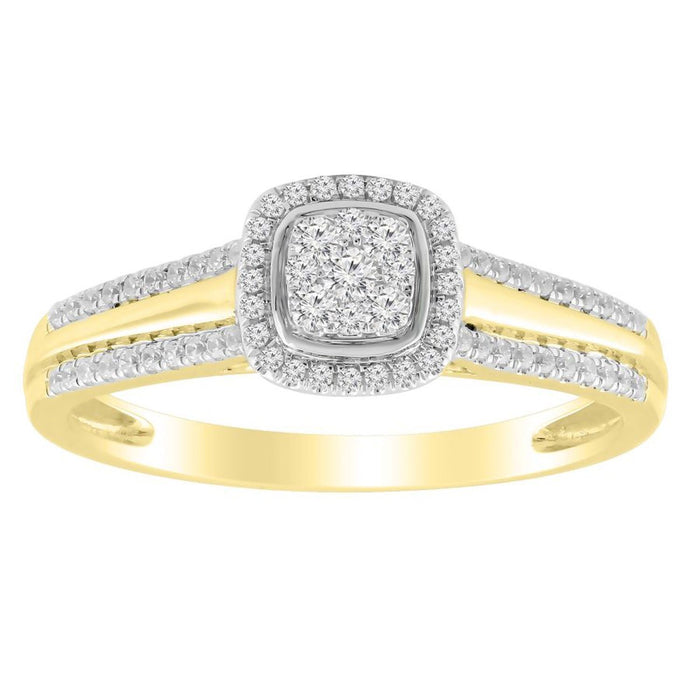 LADIES BRIDAL RING 1/4 CT ROUND DIAMOND 10K YELLOW GOLD