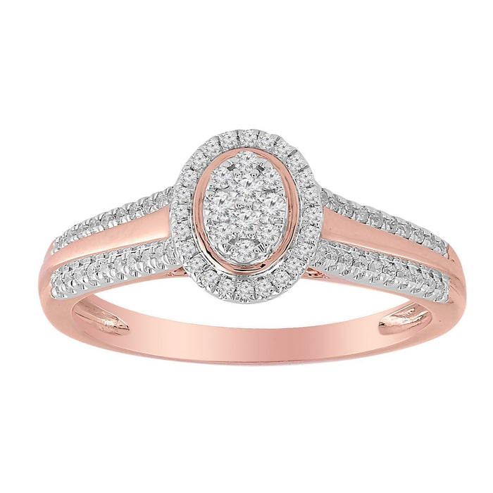 LADIES BRIDAL RING 1/4 CT ROUND DIAMOND 10K ROSE GOLD