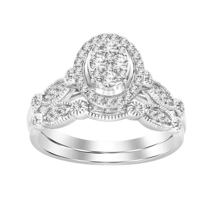 LADIES BRIDAL RING 1/2 CT ROUND DIAMOND 10K WHITE GOLD