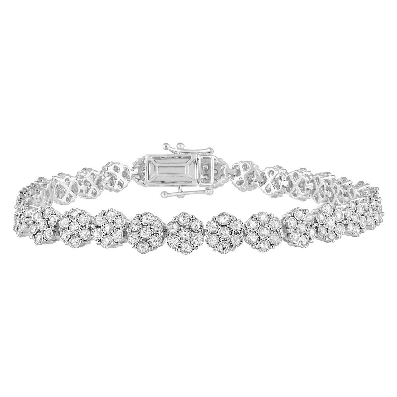 LADIES BRACELET 3 CT ROUND DIAMOND 10K WHITE GOLD
