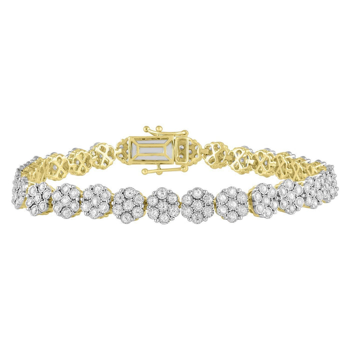 LADIES BRACELET 3 CT ROUND DIAMOND 10K YELLOW GOLD