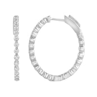 Thumbnail for LADIES HOOPS 1 1/2 CT ROUND DIAMOND 10K WHITE GOLD