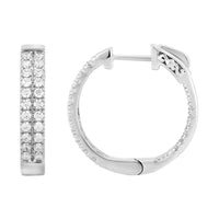 Thumbnail for LADIES HOOPS 1 CT ROUND DIAMOND 10K WHITE GOLD