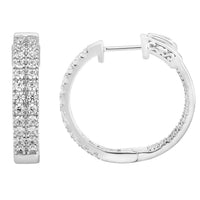 Thumbnail for LADIES HOOPS 2 CT ROUND DIAMOND 10K WHITE GOLD