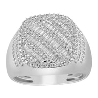 Thumbnail for MEN'S RING 1 CT ROUND/BAGUETTE DIAMOND 10K WHITE GOLD