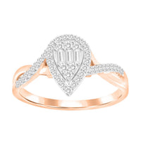 Thumbnail for LADIES RING 1/4 CT ROUND/BAGUETTE DIAMOND 10K ROSE GOLD