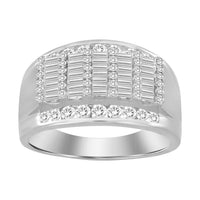 Thumbnail for MEN'S RING 1 CT ROUND/BAGUETTE DIAMOND 10K WHITE GOLD