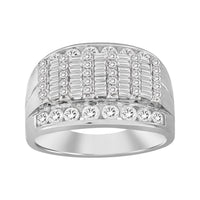Thumbnail for MEN'S RING 2 CT ROUND/BAGUETTE DIAMOND 10K WHITE GOLD