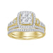 LADIES BRIDAL RING SET 1 CT ROUND DIAMOND 14K YELLOW GOLD