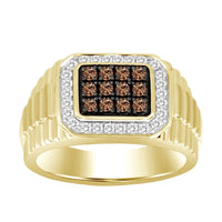 Thumbnail for MEN'S RING 1/2 CT WHITE/CHOCOLATE ROUND DIAMOND 10K  YELLOW  GOLD
