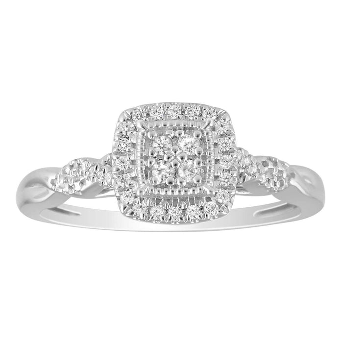 LADIES RING 1/6 CT ROUND DIAMOND 10K WHITE GOLD