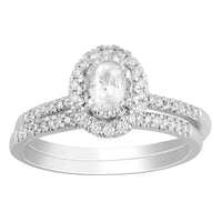 Thumbnail for LADIES BRIDAL RING SET 5/8 CT ROUND/OVAL DIAMOND 14K WHITE GOLD
