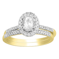 Thumbnail for LADIES BRIDAL RING SET 5/8 CT ROUND/OVAL DIAMOND 14K YELLOW GOLD