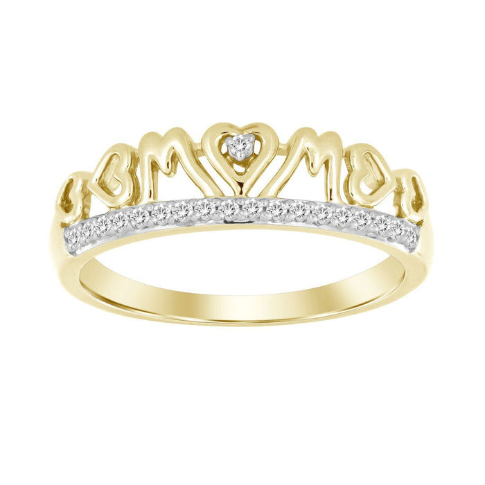 LADIES RING 1/10 CT ROUND DIAMOND 10K YELLOW GOLD