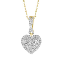 Thumbnail for LADIES PENDANT 1/5 CT ROUND/BAGUETTE DIAMOND 10K YELLOW GOLD