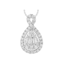 Thumbnail for LADIES PENDANT 1/2 CT ROUND/BAGUETTE DIAMOND 10K WHITE GOLD
