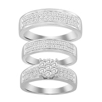 Thumbnail for LADIES TRIO SET 10K WHITE GOLD 1 CT ROUND DIAMOND