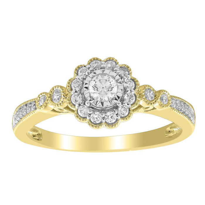 LADIES RING 1/3 CT ROUND DIAMOND 10K YELLOW GOLD