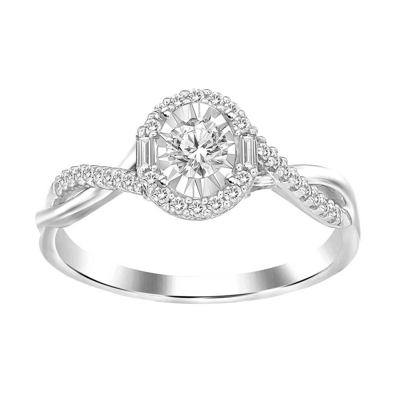 LADIES RING 1/4 CT ROUND DIAMOND 10K WHITE GOLD